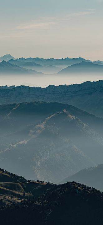 View in an easterly direction towards the Western Alps at the location of Grenoble
