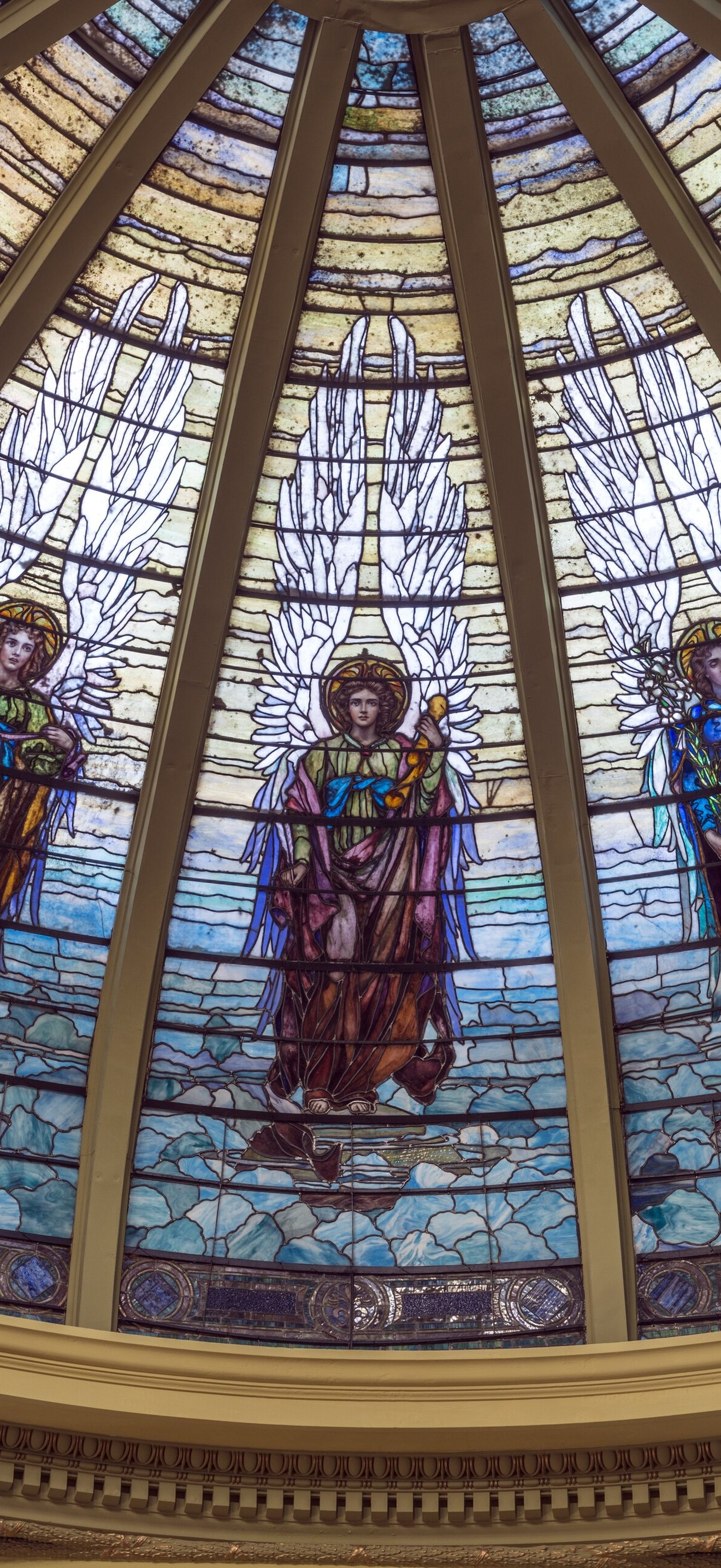 The stained-glass dome, by the acclaimed J&R Lamb Studios, inside the First Presbyterian C