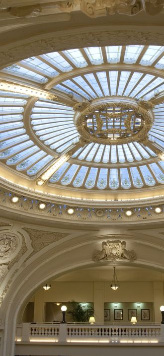 Ceiling view of the Battle House lobby located in Mobile, Alabama