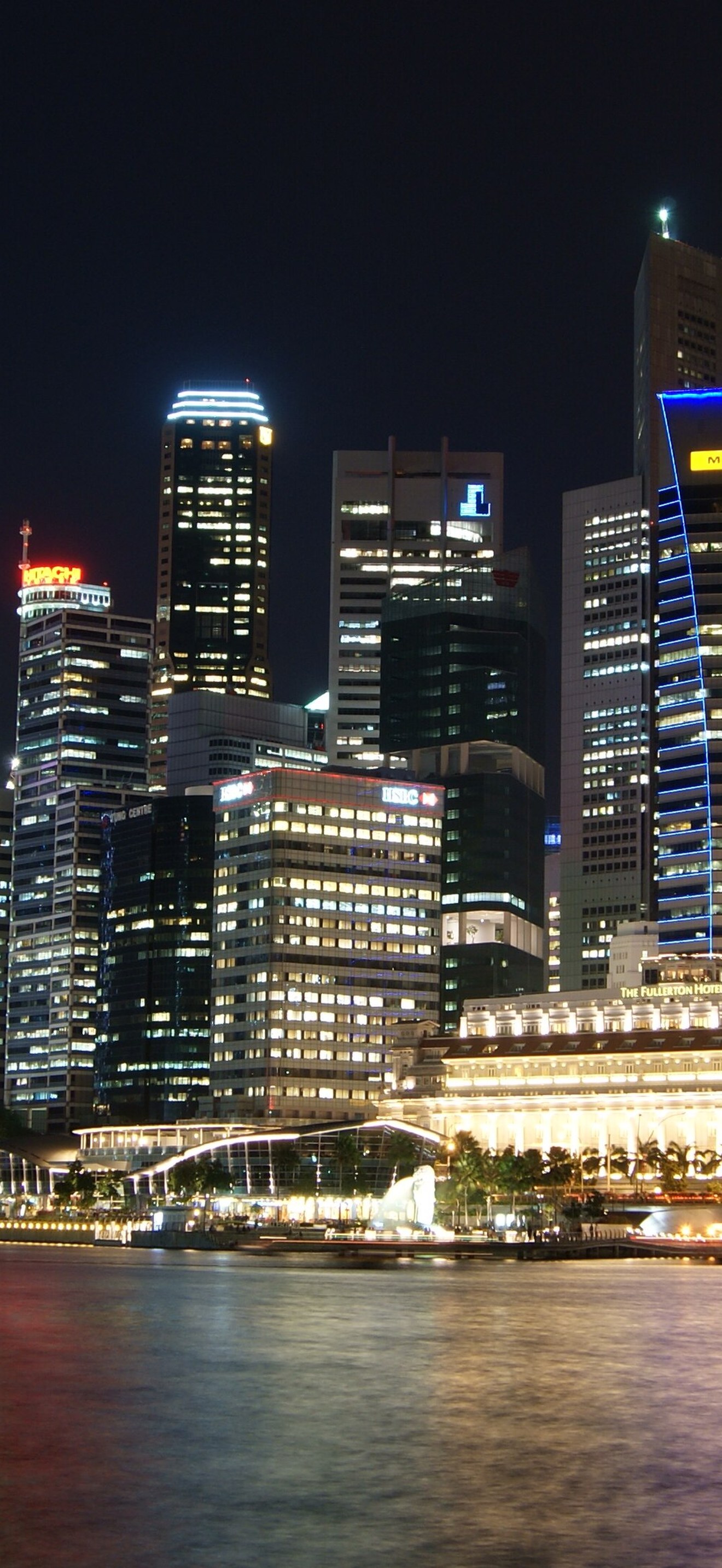 Singapore Skyline at Night with Black Sky