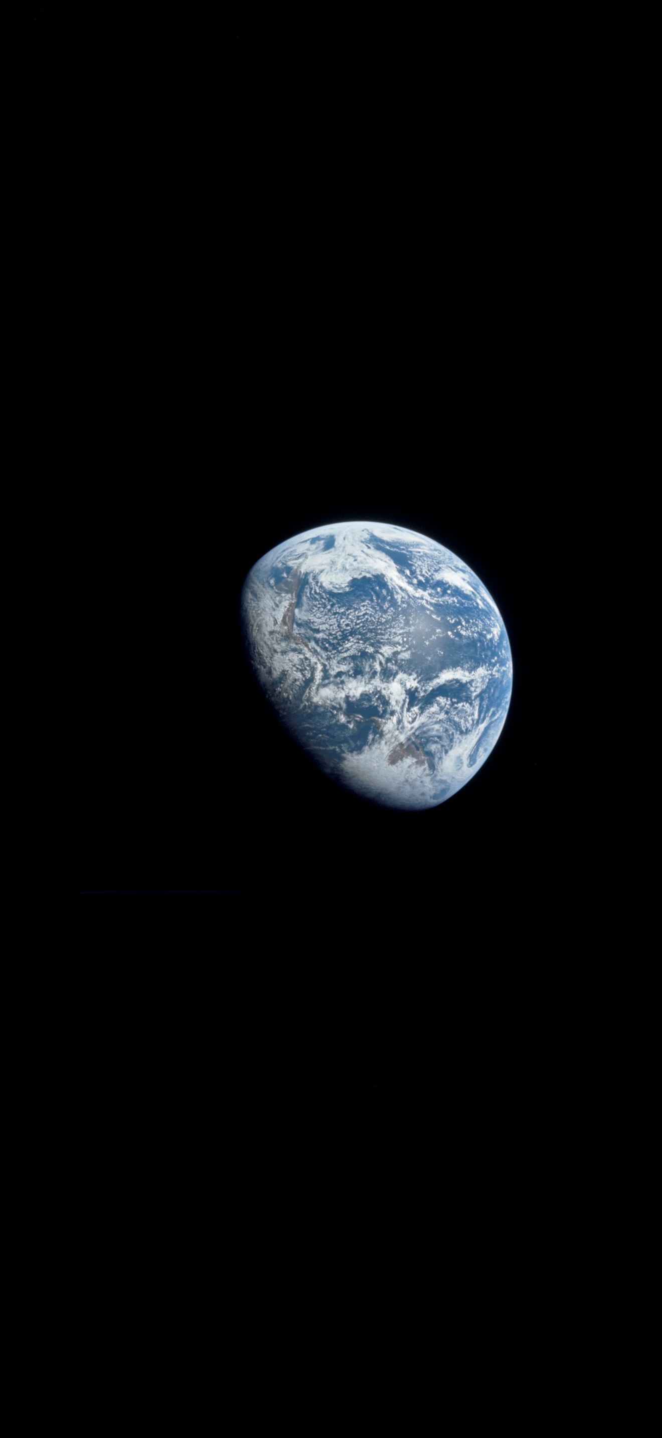 View of earth visible from Apollo 8 spacecraft during lunar orbital mission