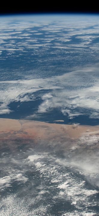 The hot and arid desert coast of Angola on the Atlantic Ocean