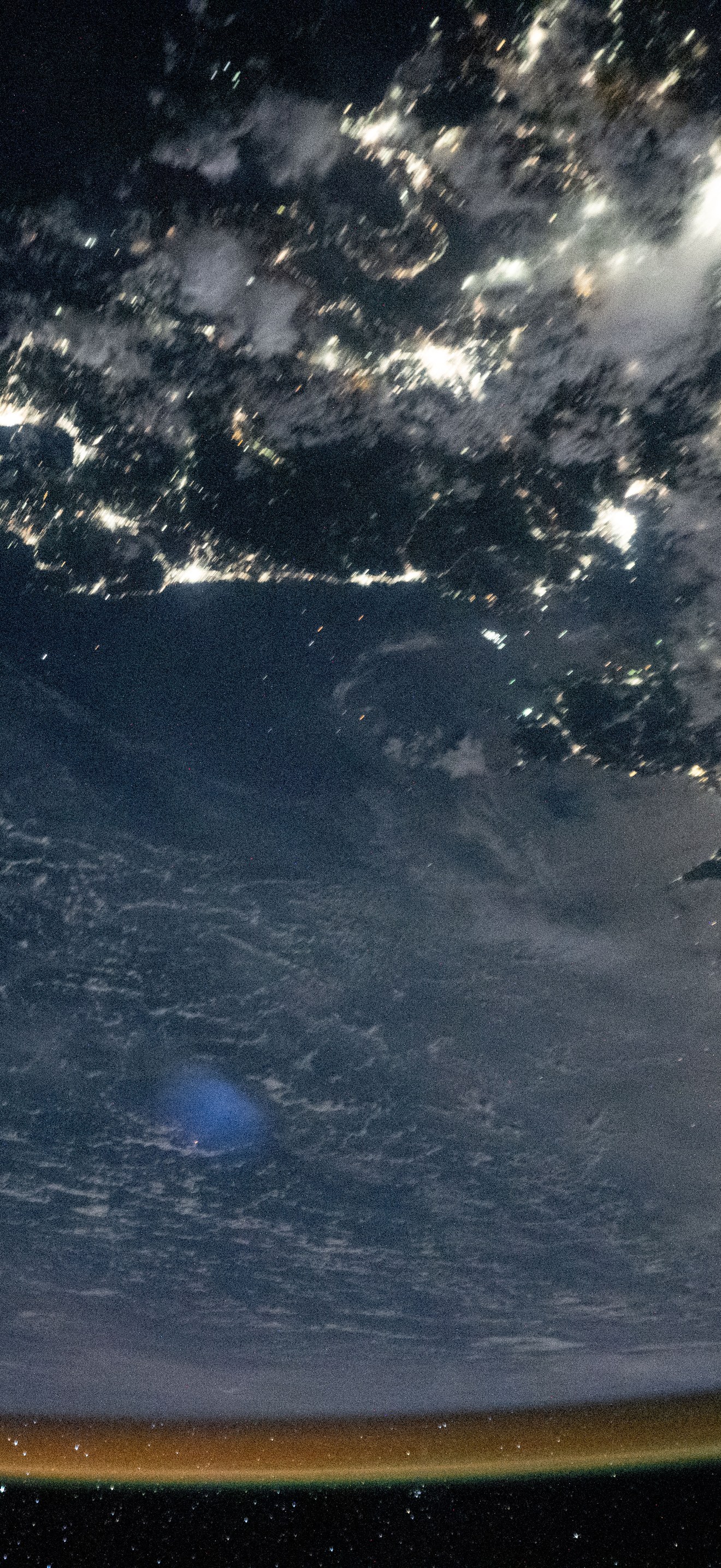 City lights outline southern Japan from Fukuoka to Tokyo
