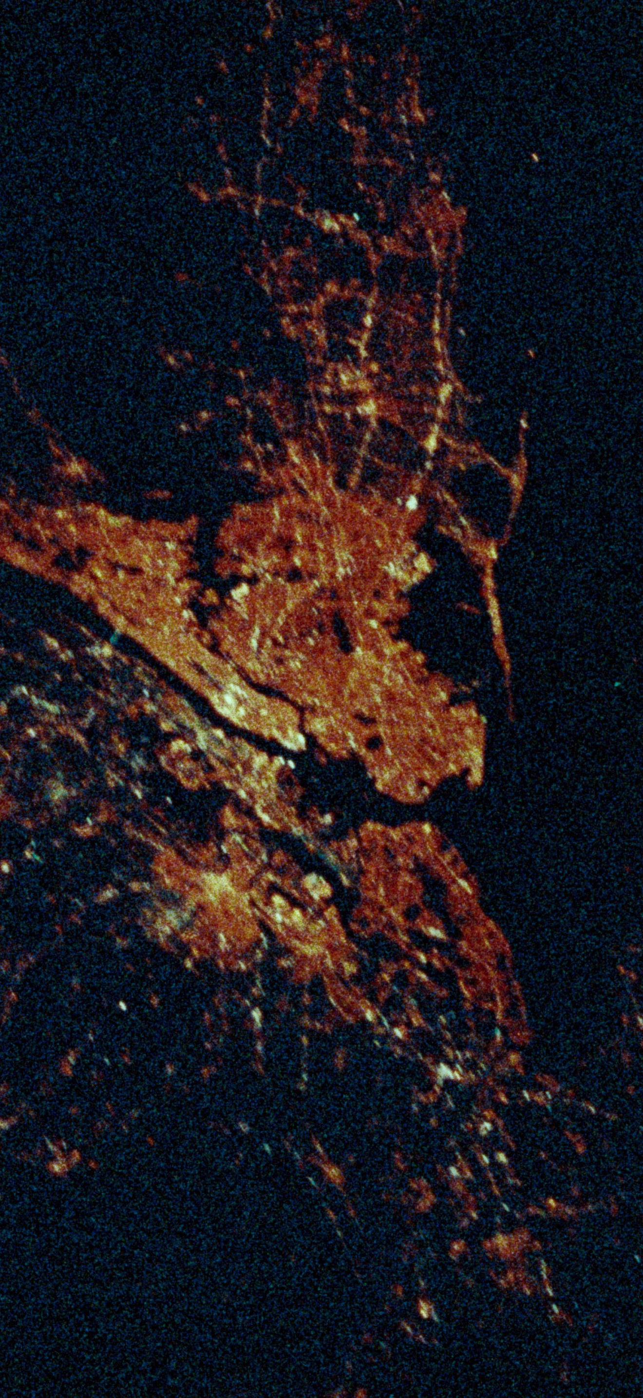 STS-36 night Earth observation of New York City, New York