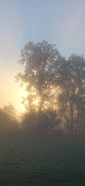 Wschód słońca nad doliną Wisły w Pozowicach pod Krakowem