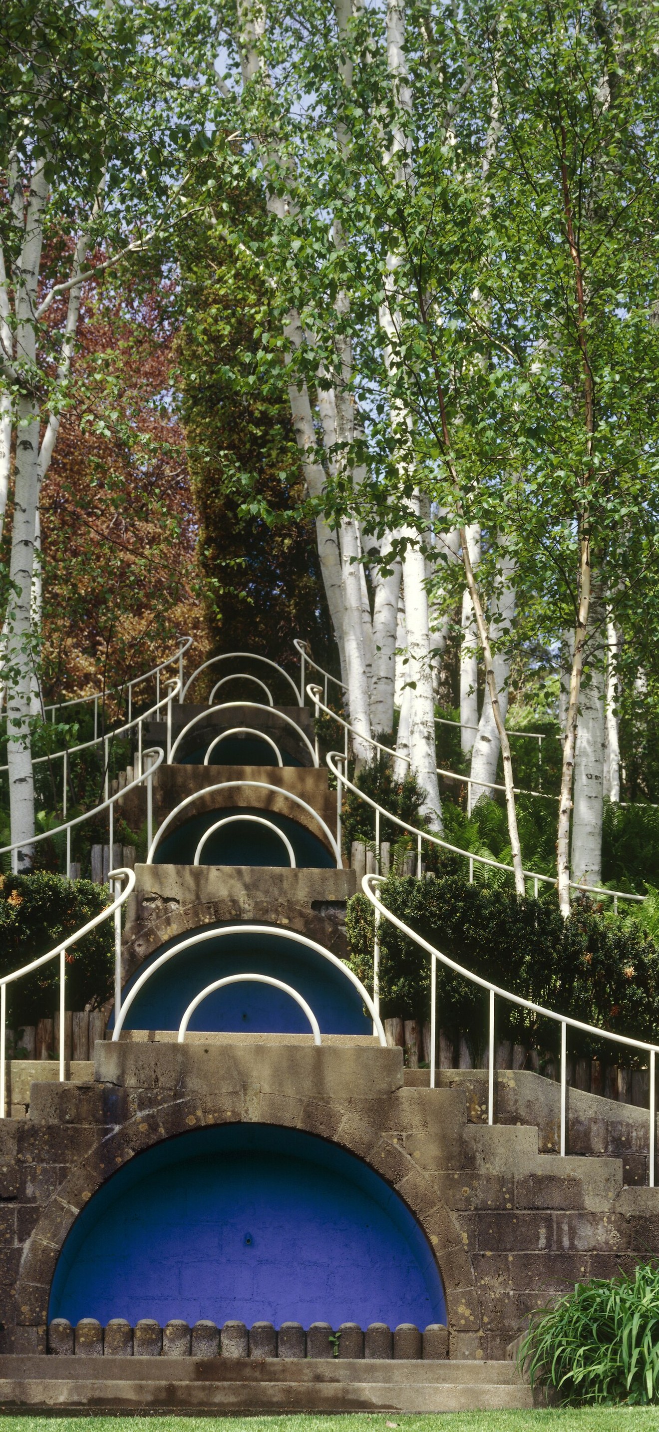 The stepped birch formal peony garden at Naumkeag, Joseph Hodges Choate's summer home, Sto