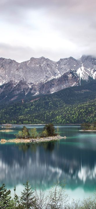 Emerald-green mountain lake