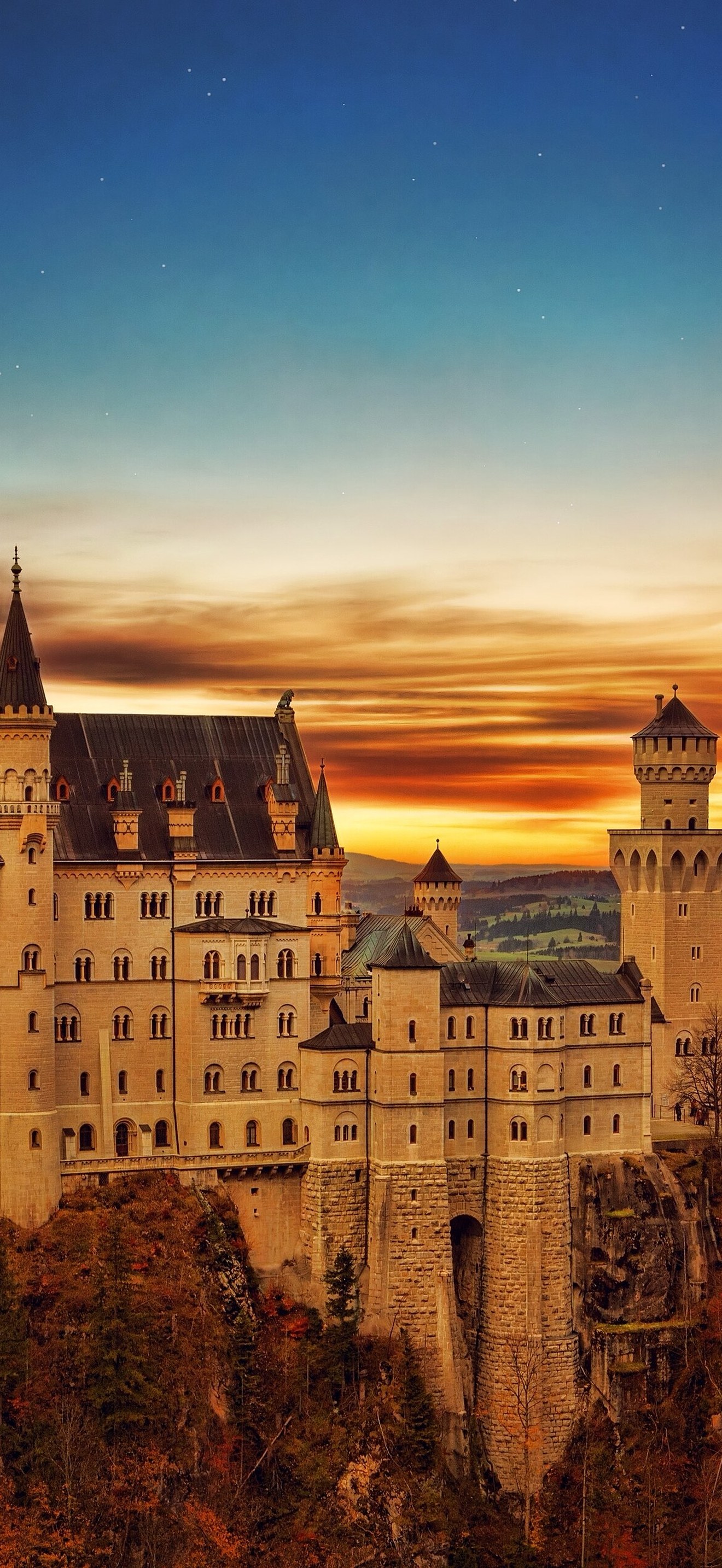 Drone view castle and horizon