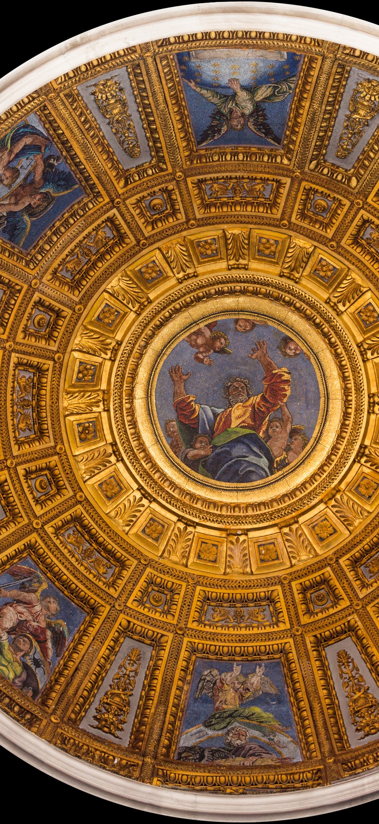 Dome Cappella Chigi from inside, Santa Maria del Popolo, Rome, Italy