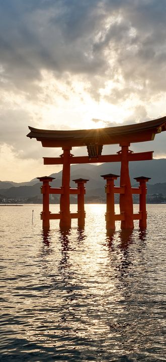 Itsukushima-jinja torii at sunset, Miyajima, Japan
