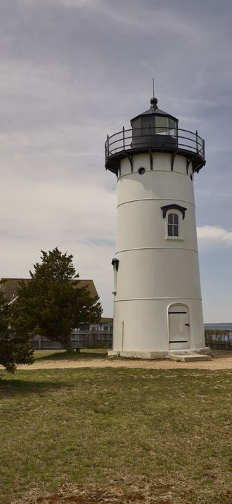 East Chop Lighthouse, a historic lighthouse standing on a bluff overlooking Vineyard Haven
