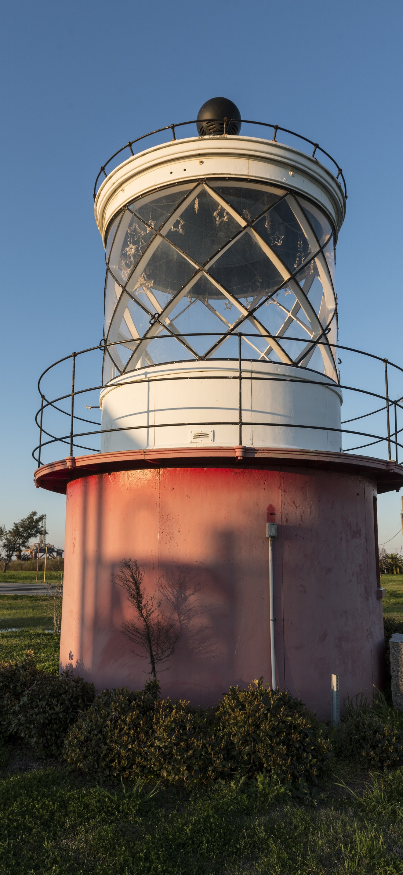 Top of the Sabine Bank Lighthouse. All that remains of a metal, caisson-style lighthouse (