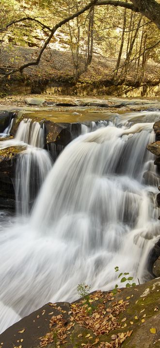 Dunloup Falls, a roadside waterfall with a drop of 20 feet on the creek of the same name,