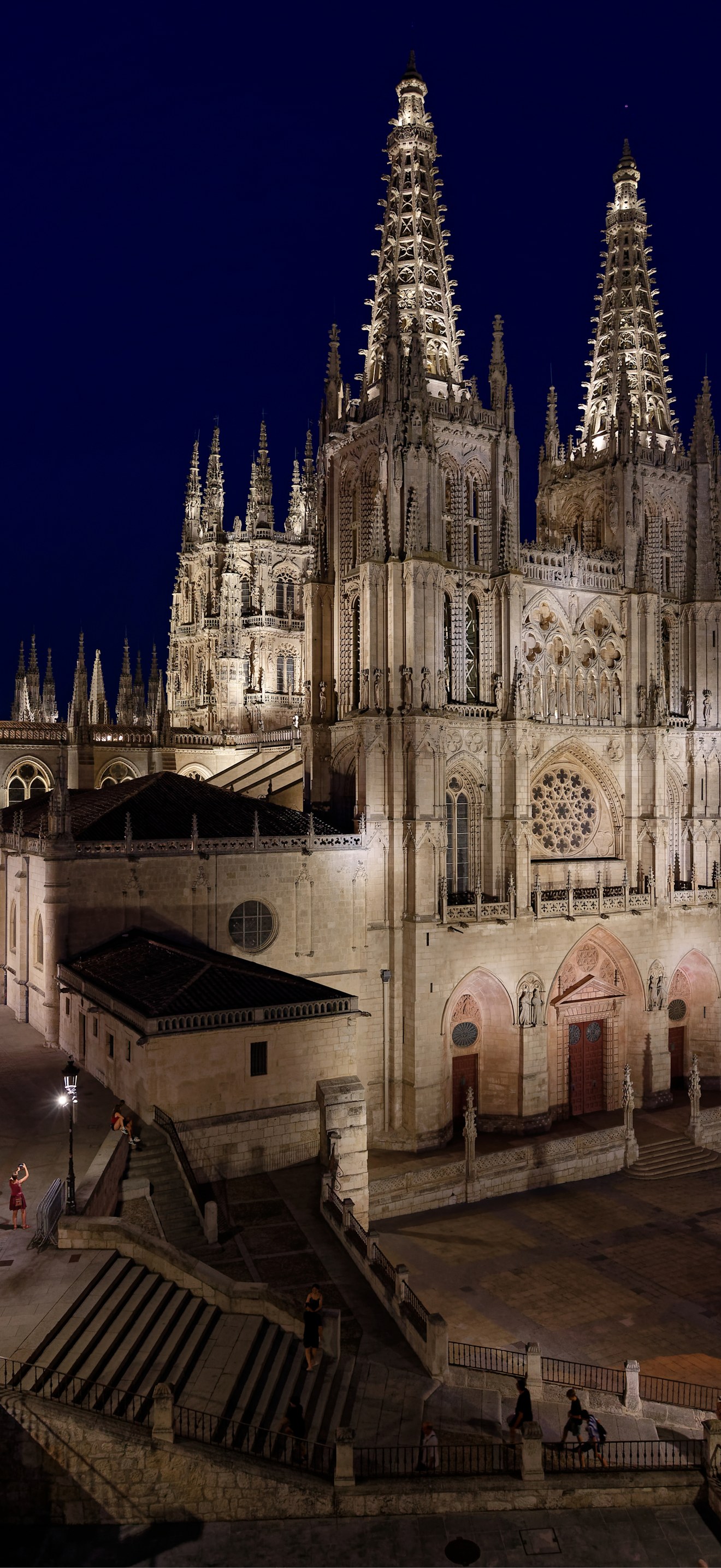 West facade of Burgos Cathedral at night, Burgos, Spain