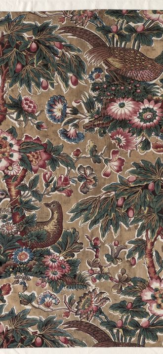 Glazed Chintz with Pheasant and Flower Design