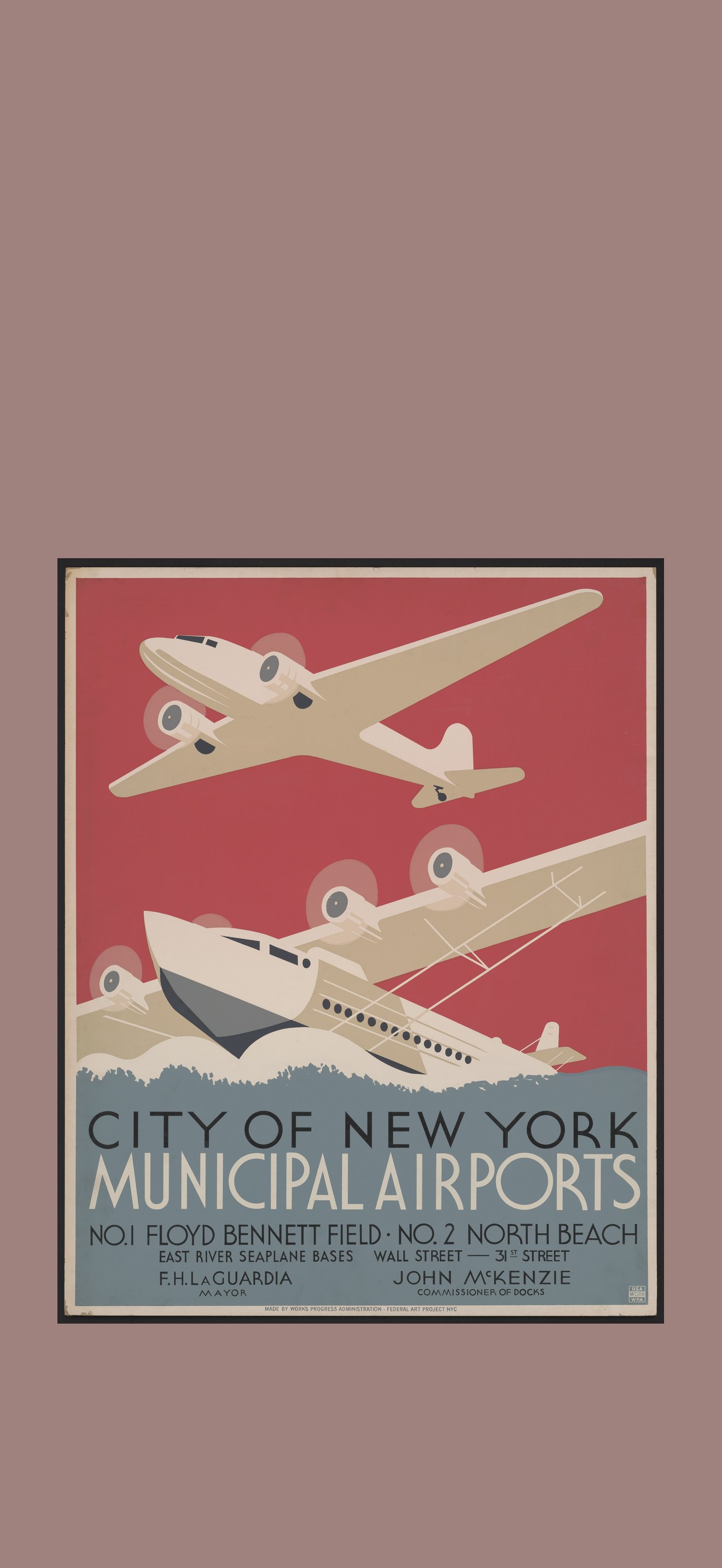 New York City municipal airports, WPA poster, ca. 1937