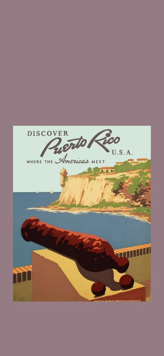 Discover Puerto Rico U.S.A., WPA poster - cannon
