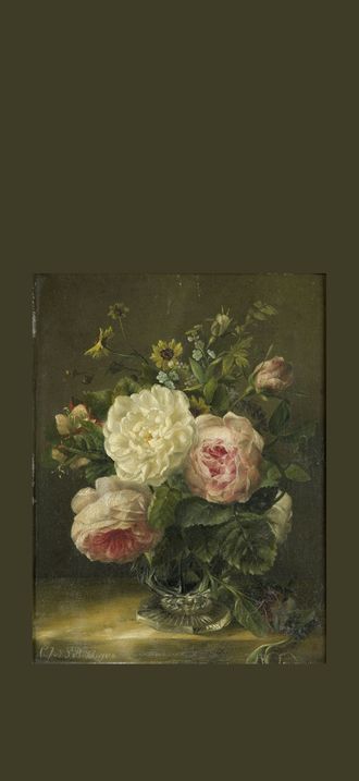 Stilleven met bloemen in een kristallen vaas Rijksmuseum SK-A-3878