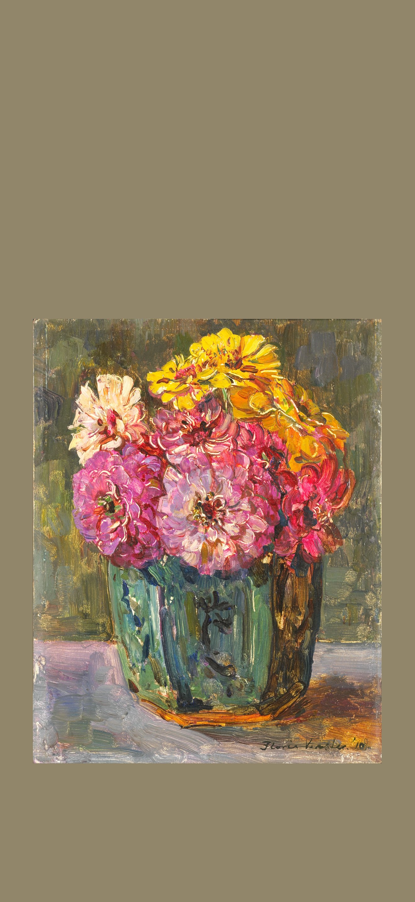 Floris Verster, Stilleven met zinnia's in een gemberpot