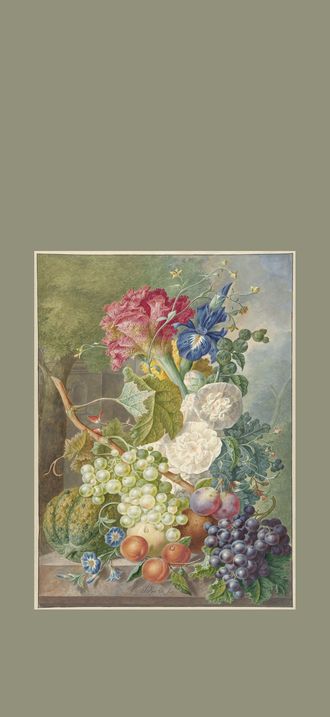 Stilleven met bloemen en vruchten, RP-T-1918-307