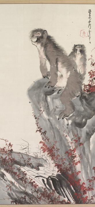 Monkeys by a Stream