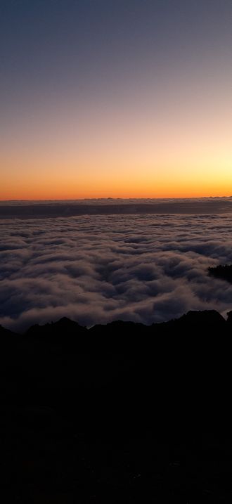 Paúl da Serra, Madeira, clouds after sunset from ER110 looking south