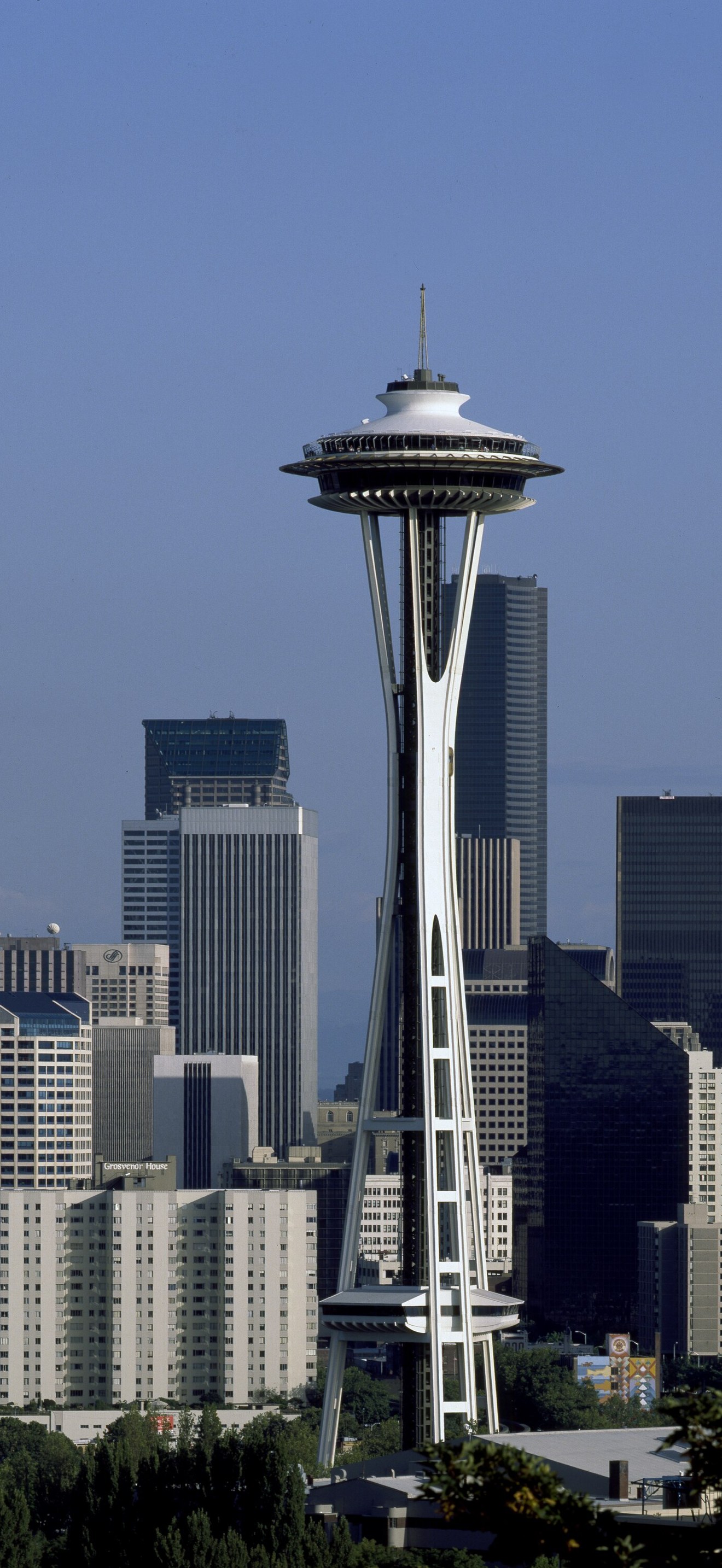 Skyline, dominated by the Space Needle, which appeared in the 1962 Seattle World's Fair, o