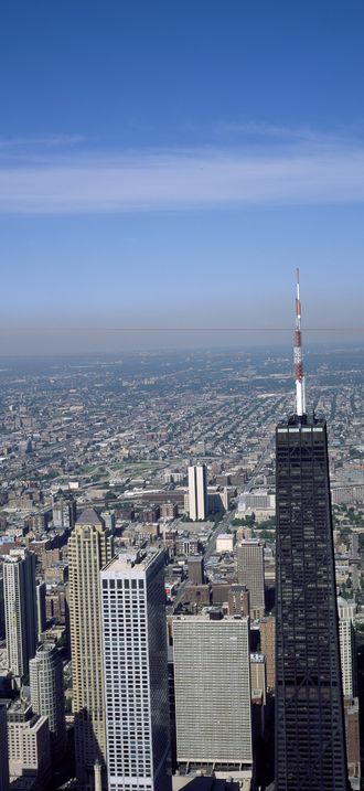 Aerial view of skyline, Chicago, Illinois