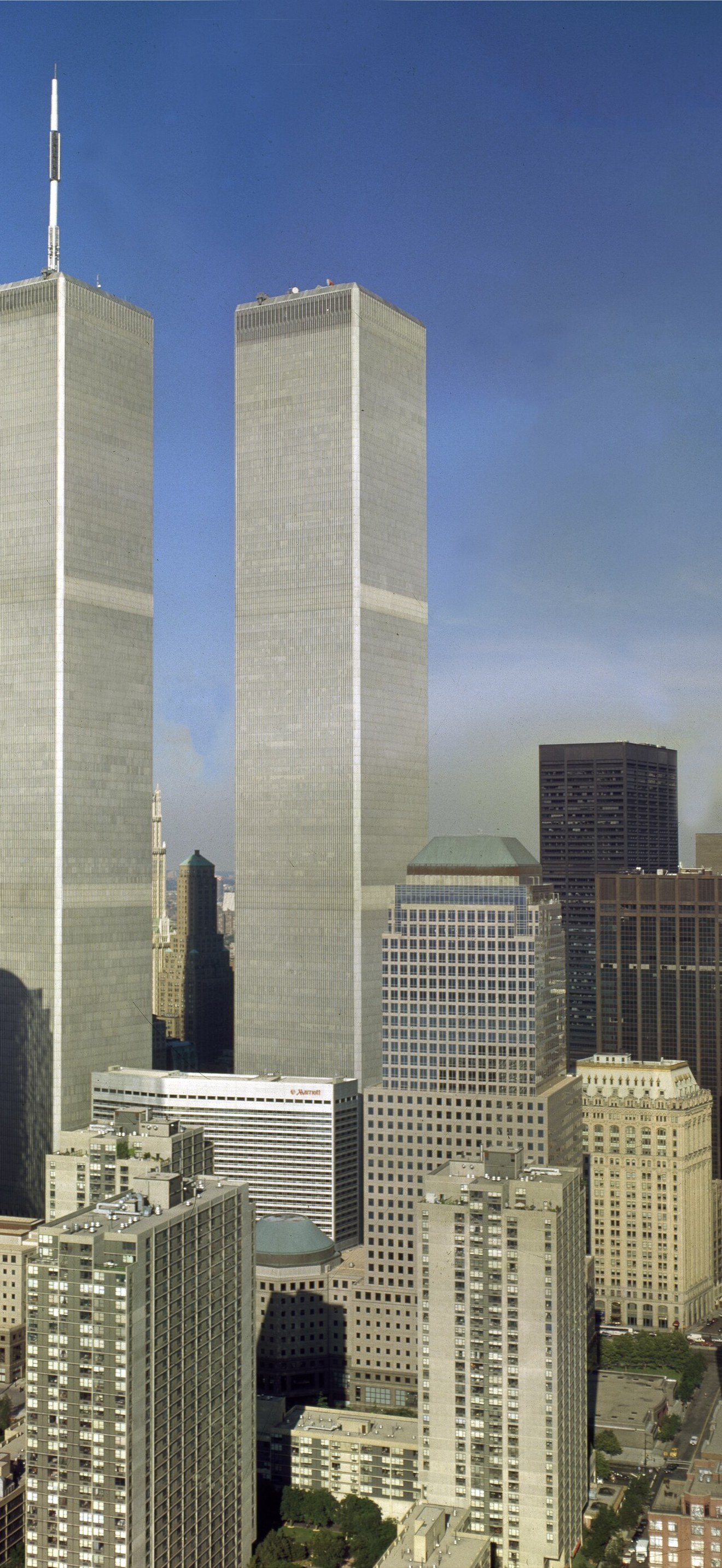 Lower Manhattan skyline, including the World Trade Center, New York, New York