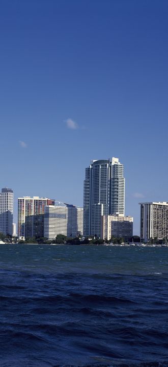 Miami skyline from Biscayne Bay, Florida
