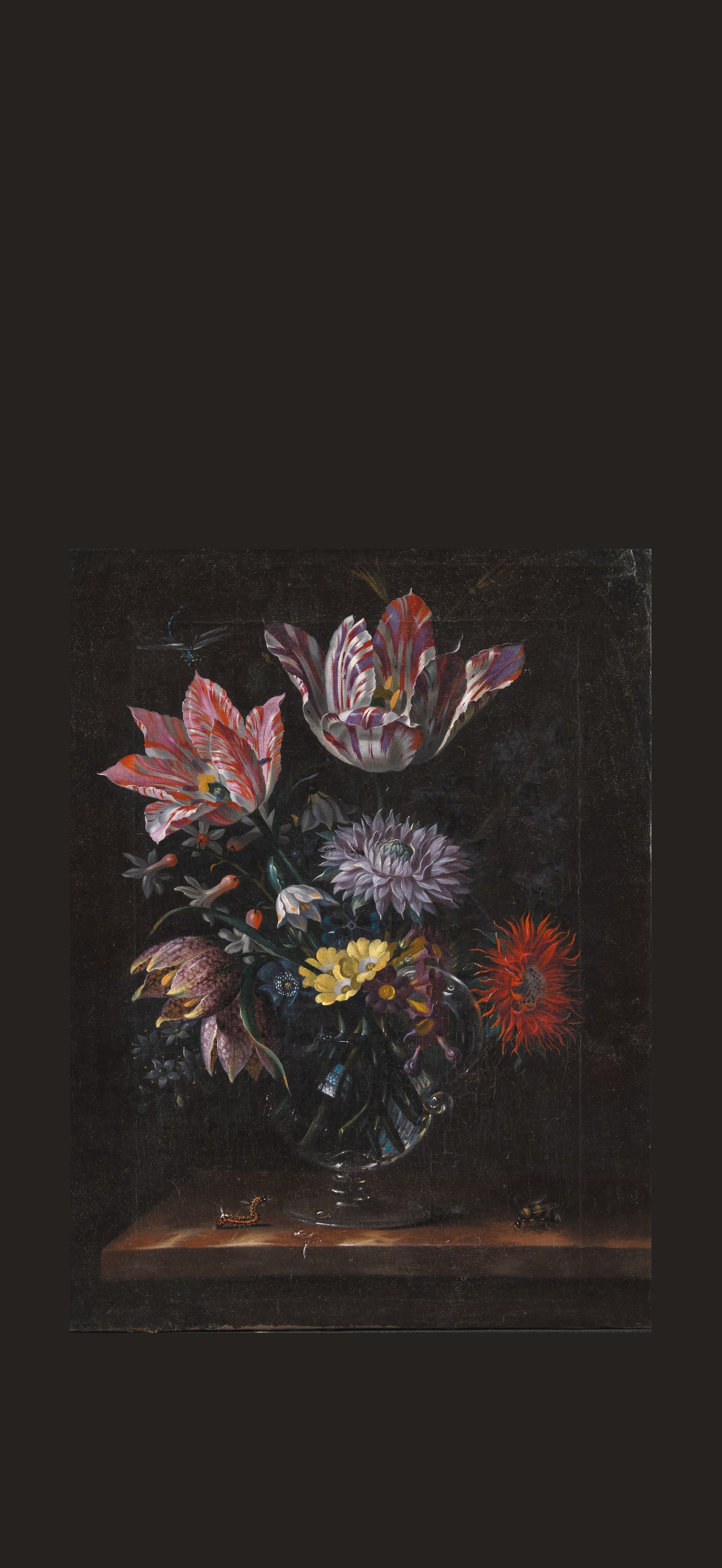 En glasvase med blomster