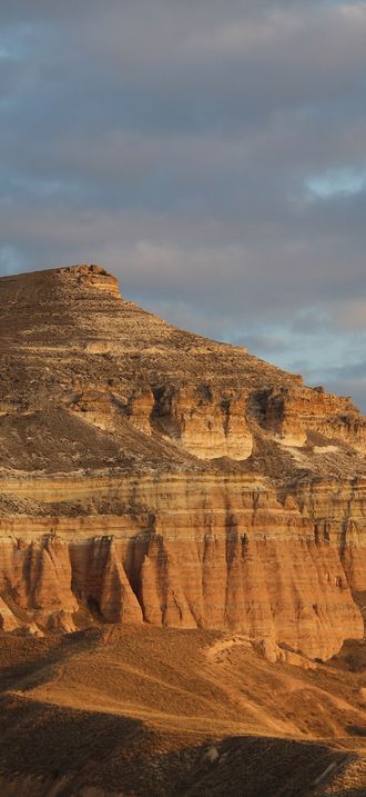 View of geological strata in Capadocia