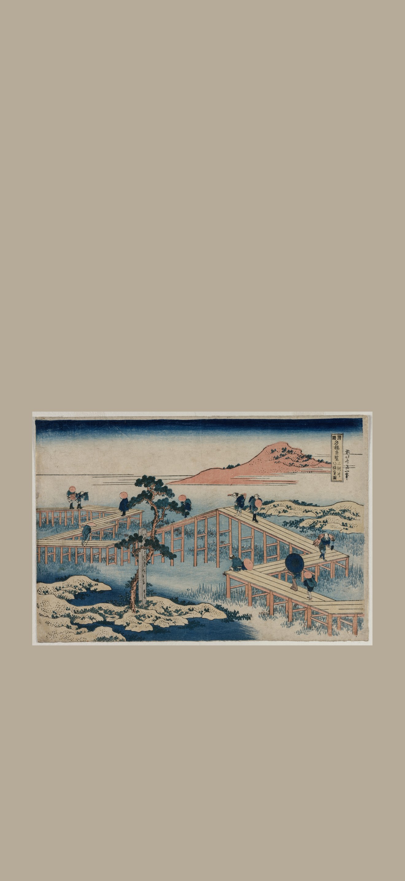 An Ancient Picture of the Eight Part Bridge in Mikawa Province