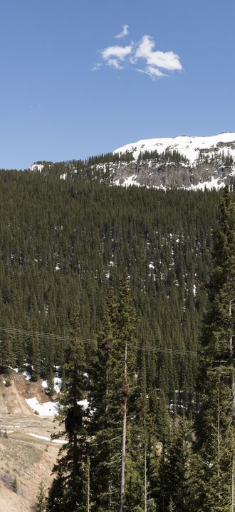 Mountain view along the "Million Dollar Highway" between Silverton and Ouray, high in the