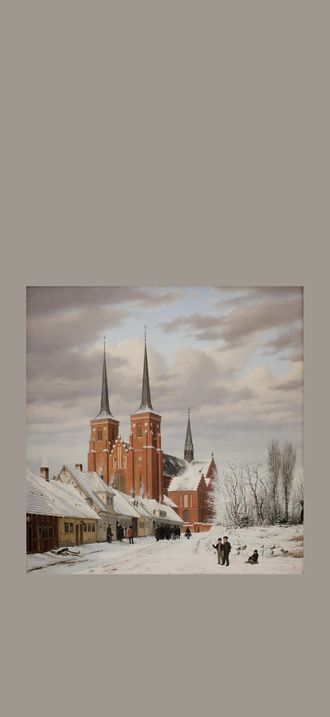 En gade i Roskilde. I baggrunden domkirken